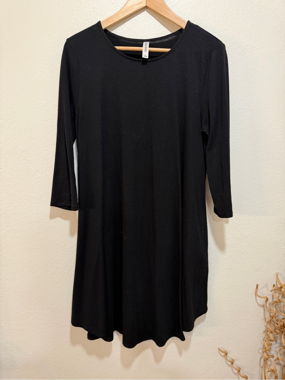Zenana Outfitters Black 3/4 Sleeve Swing Dress